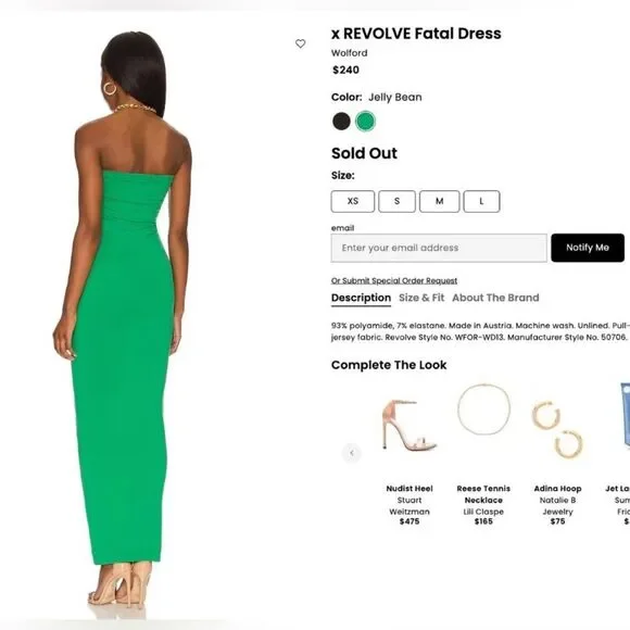 NWT Wolford X Revolve Green Fatal Dress with Box Sz M -  threedaughtersproperties.com
